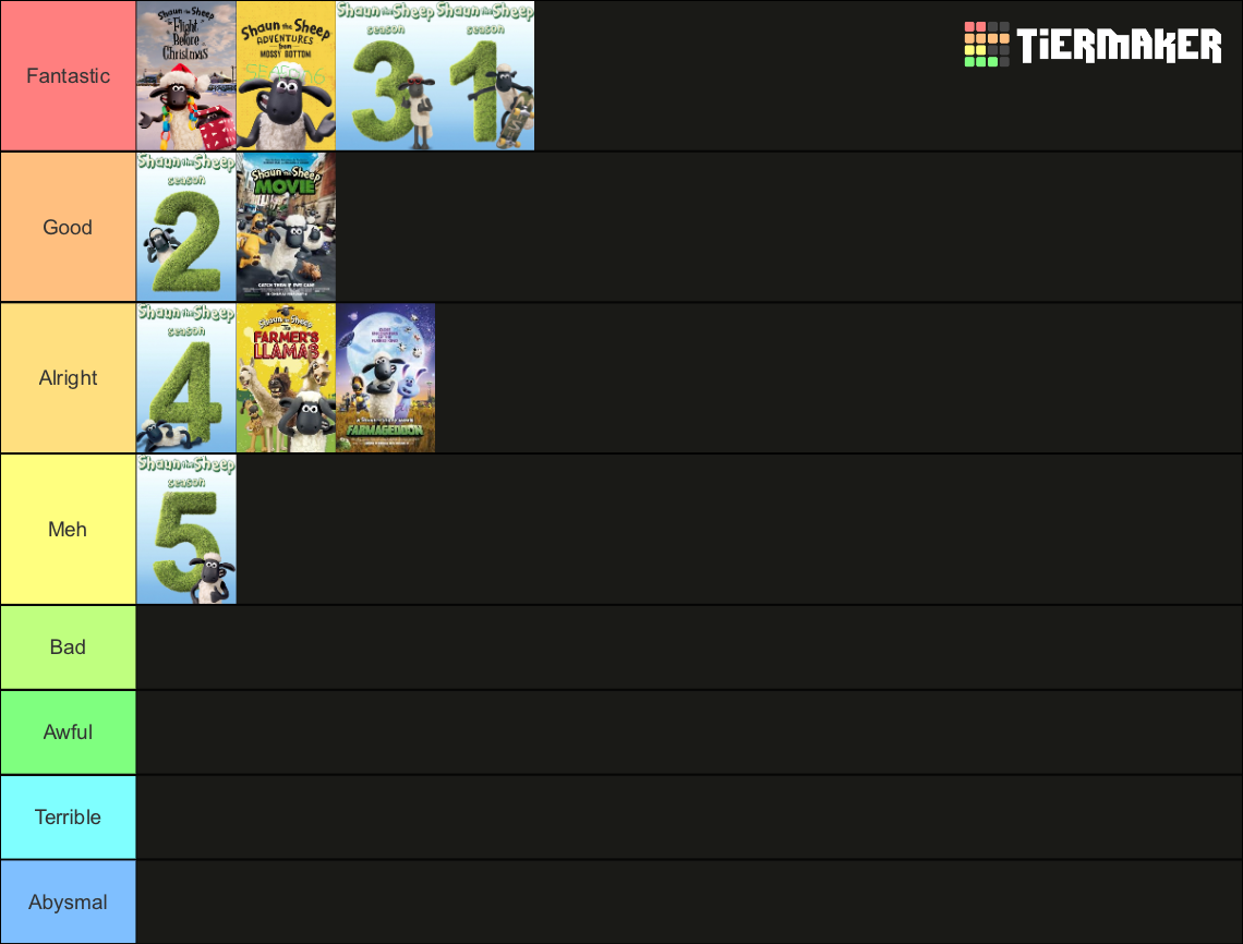 Shaun The Sheep Seasons And Movies Tier List Community Rankings