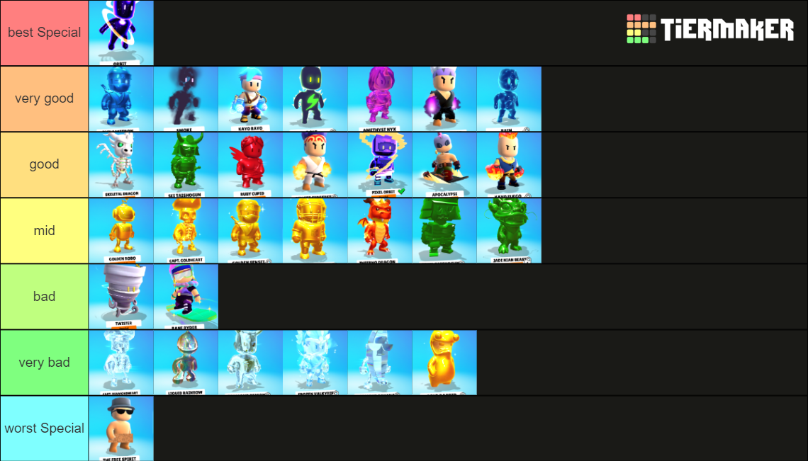 Stumble Guys Special Skin Teamplate V 0 49 1 V2 Tier List