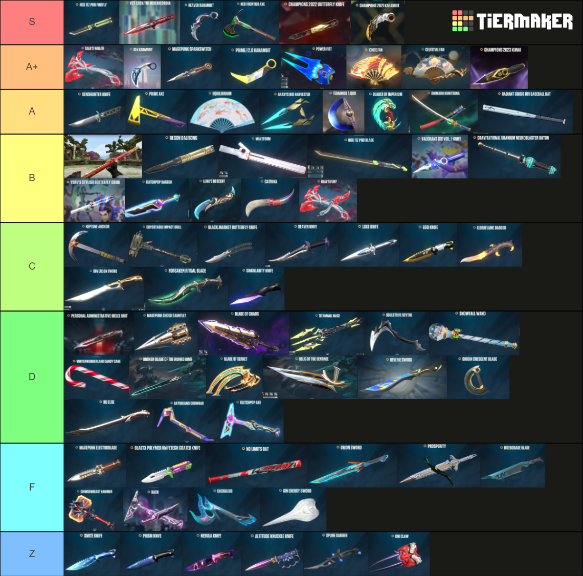 All VALORANT Knifes Up To Wukong Staff Tier List Community Rankings