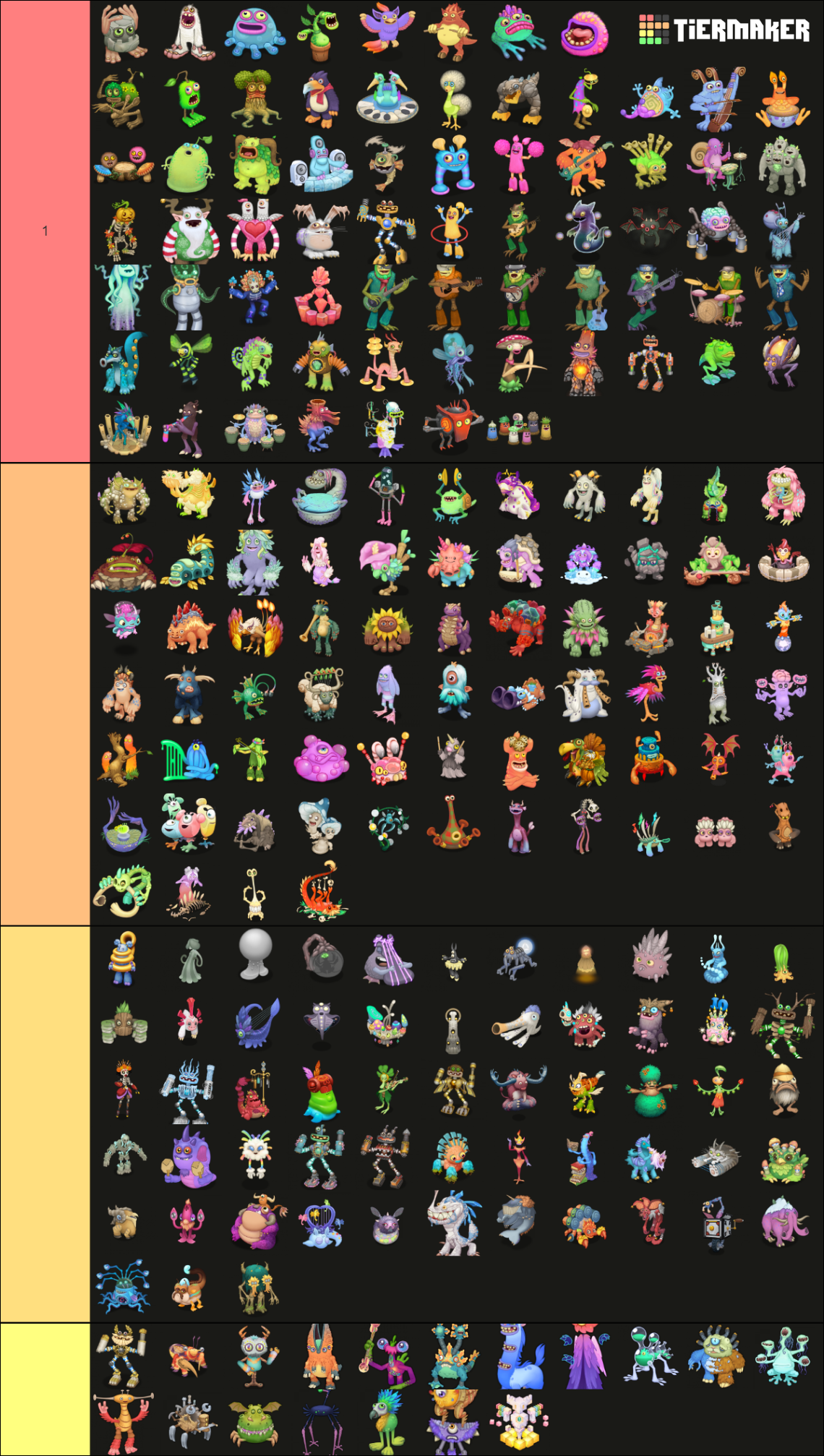 My Singing Monsters Ultimate Tierlist Of Every Monster Tier List