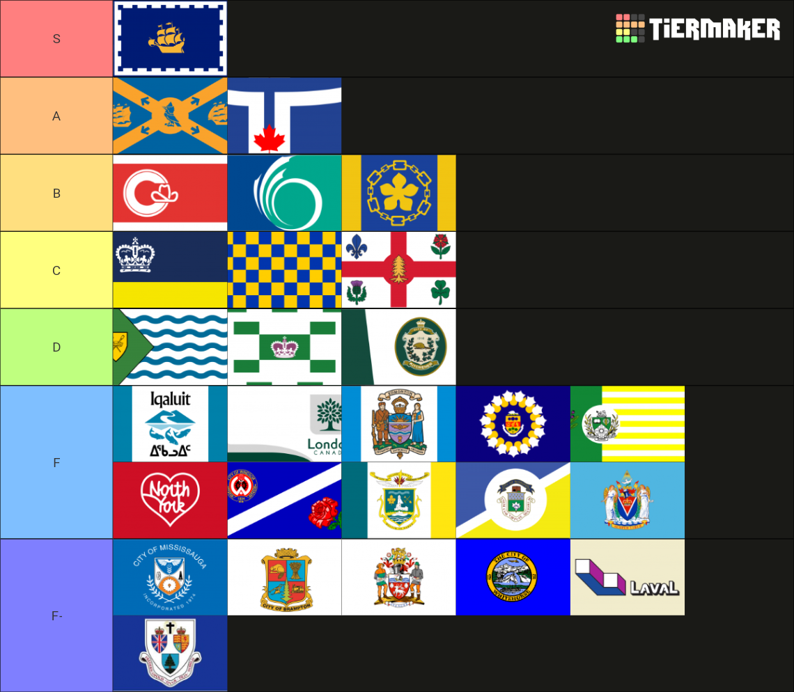 Canadian City Flags Tier List Community Rankings Tiermaker