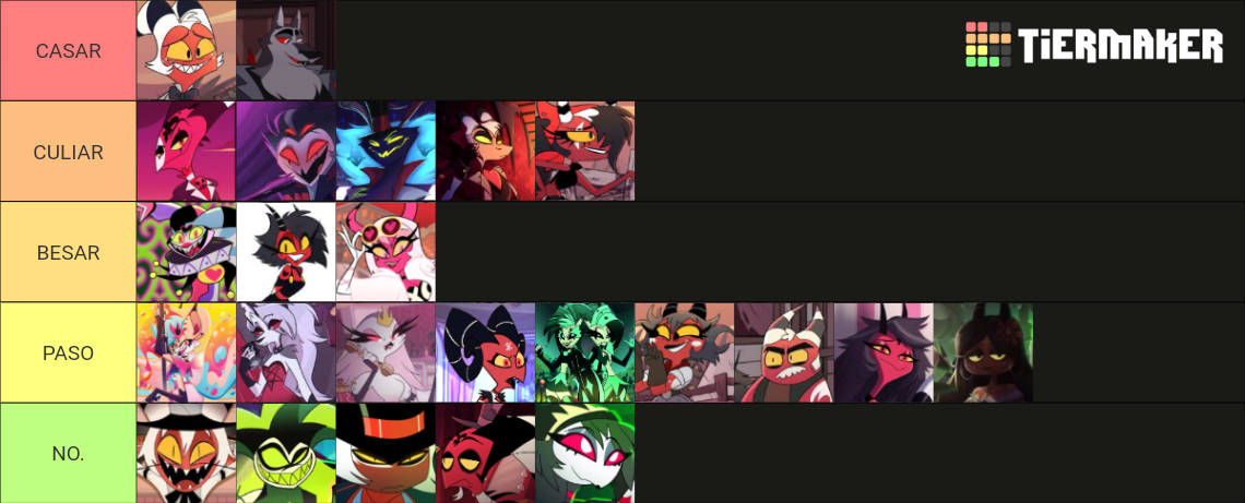 Create A Helluva Boss Marry Smash Kiss Or Pass Tier List Tiermaker My