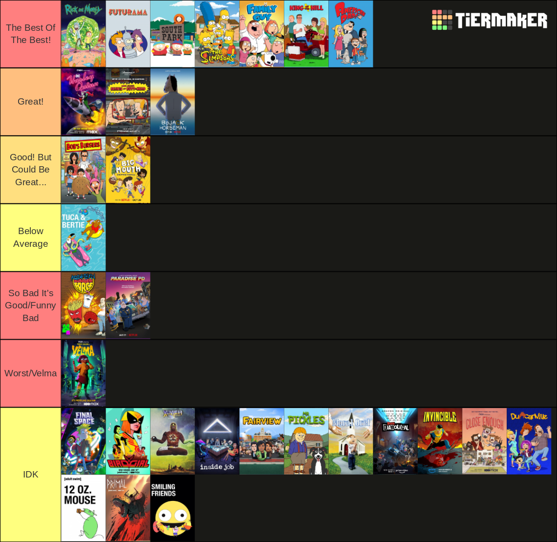 Ranking Adult Cartoons Tier List Community Rankings Tiermaker