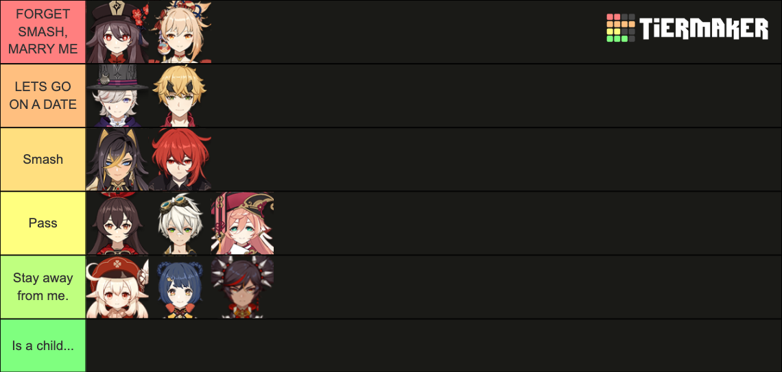 Smash Or Pass Genshin Impact Pyro Edition Tier List Community