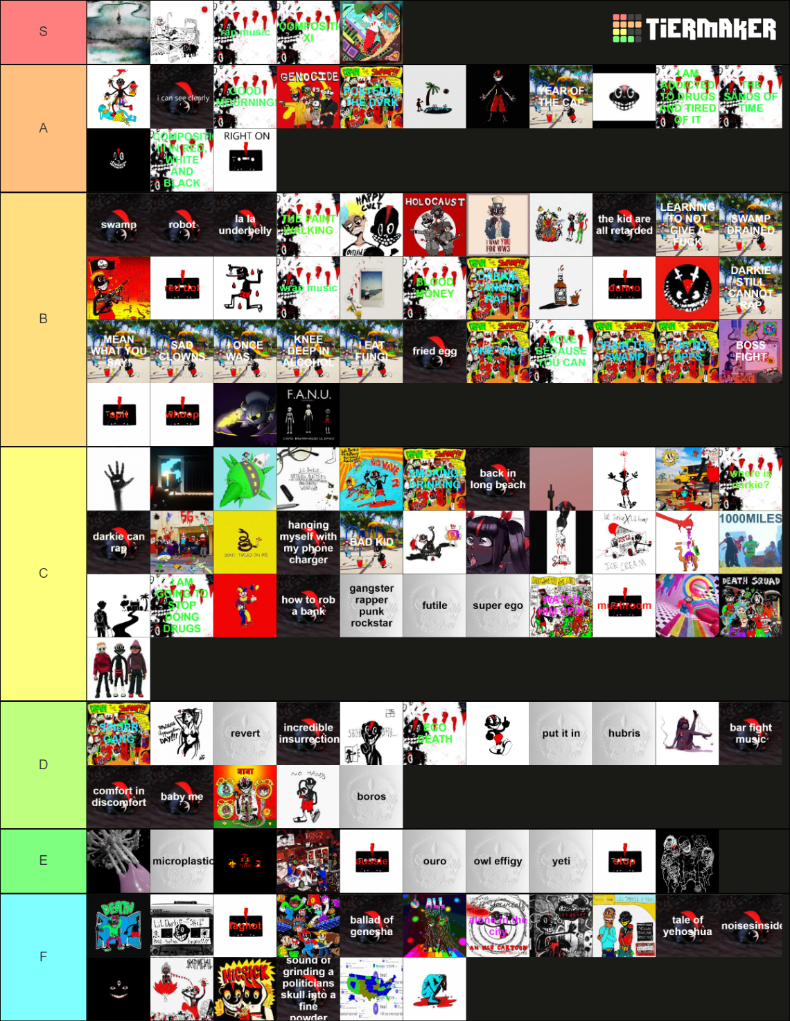 LIL DARKIE ALL SONGS Tier List Community Rankings TierMaker