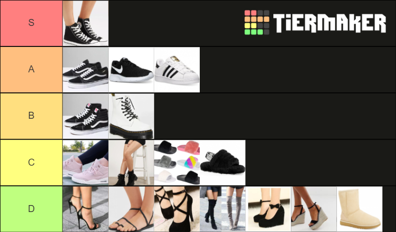 Shoe Tier List Community Rankings Tiermaker