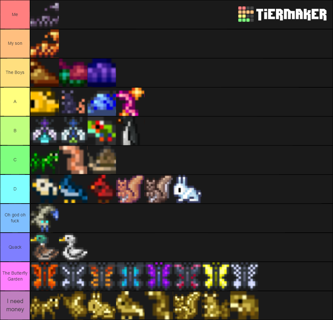 Terraria Critters Tier List Community Rankings Tiermaker 70336 Hot