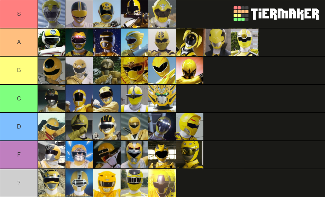 Super Sentai Power Rangers Yellow Rangers Tier List Community