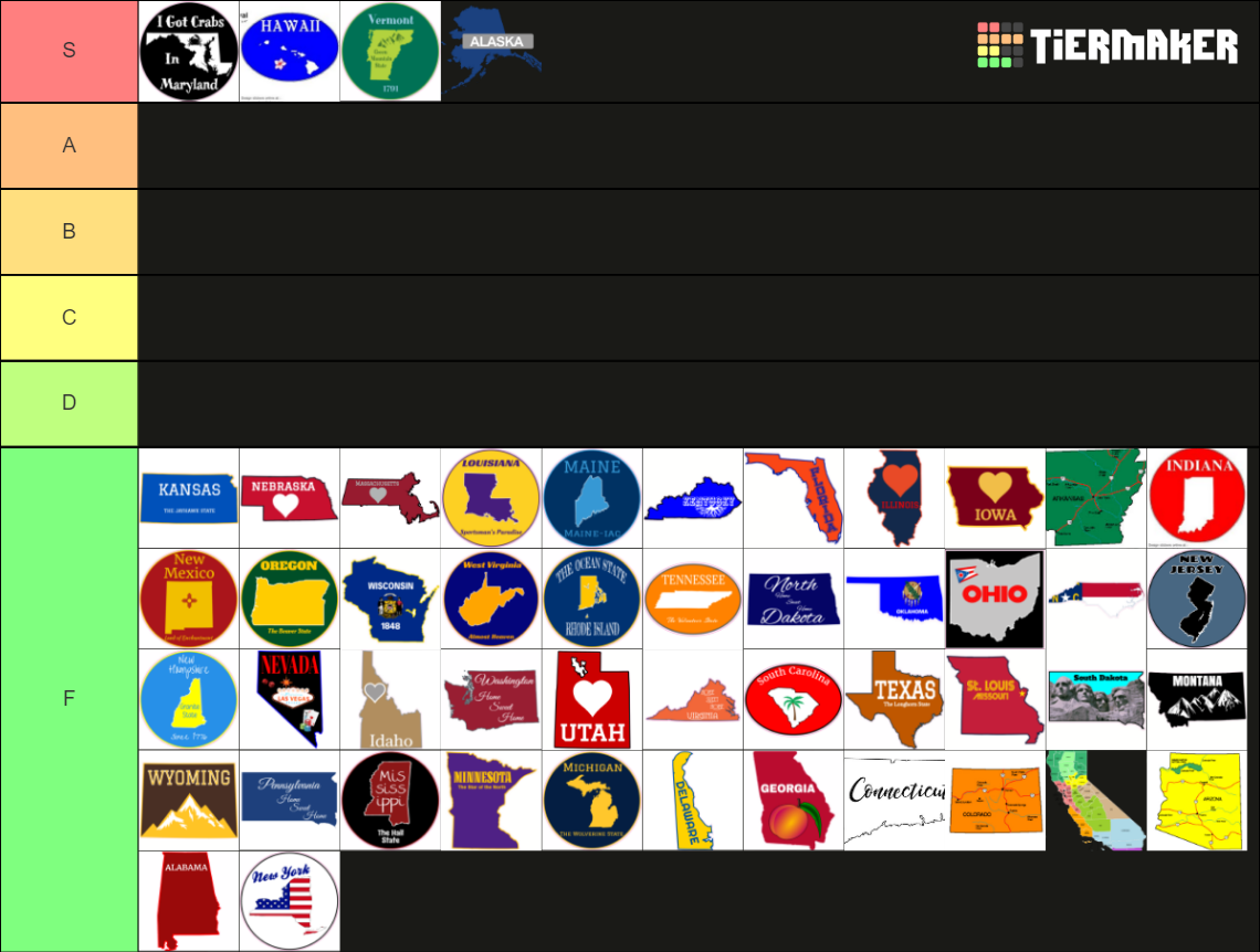 U S States Tier List Community Rankings Tiermaker