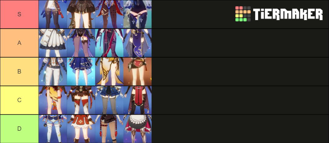 Genshin Impact Playable Male Character Thighs Ranking Tier Tier List