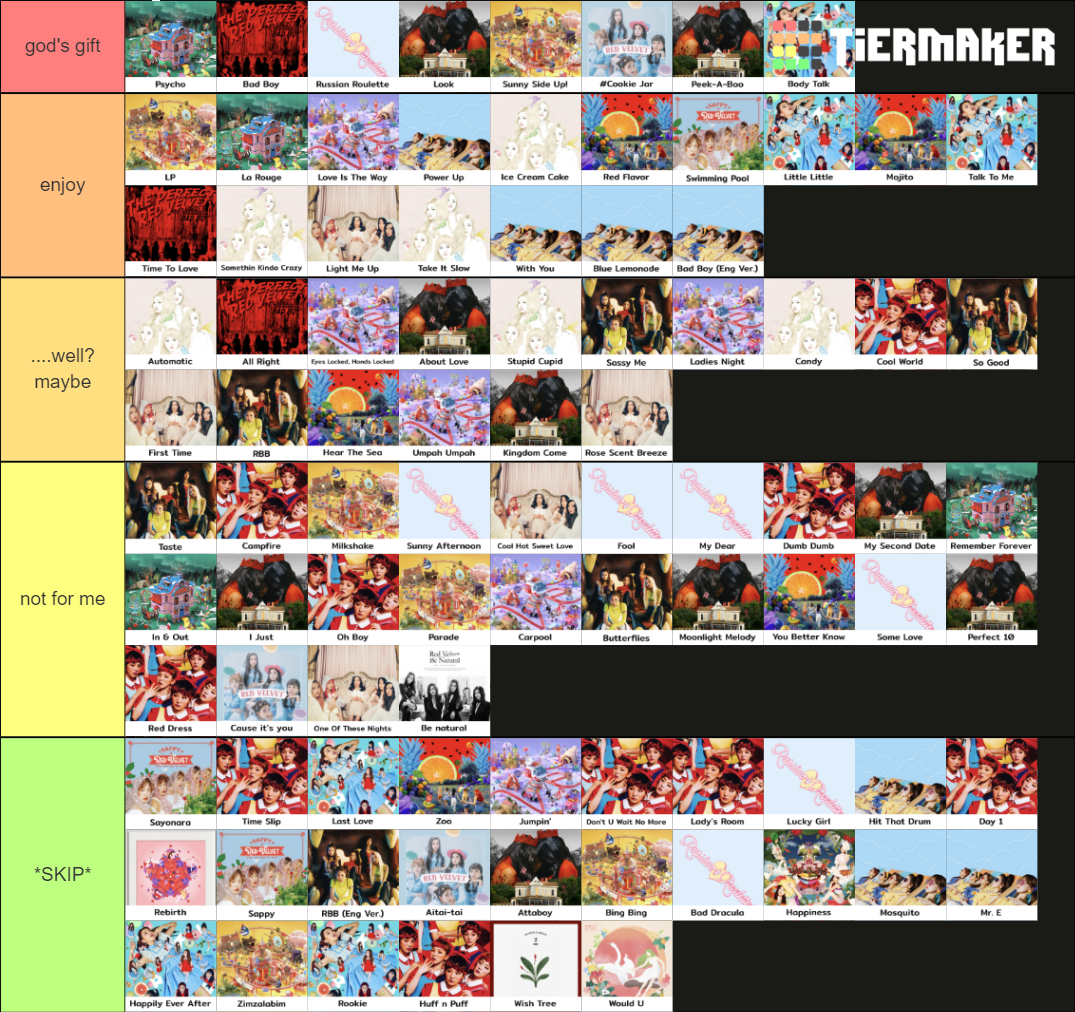 Red Velvet Songs Tier List Community Rankings Tiermaker