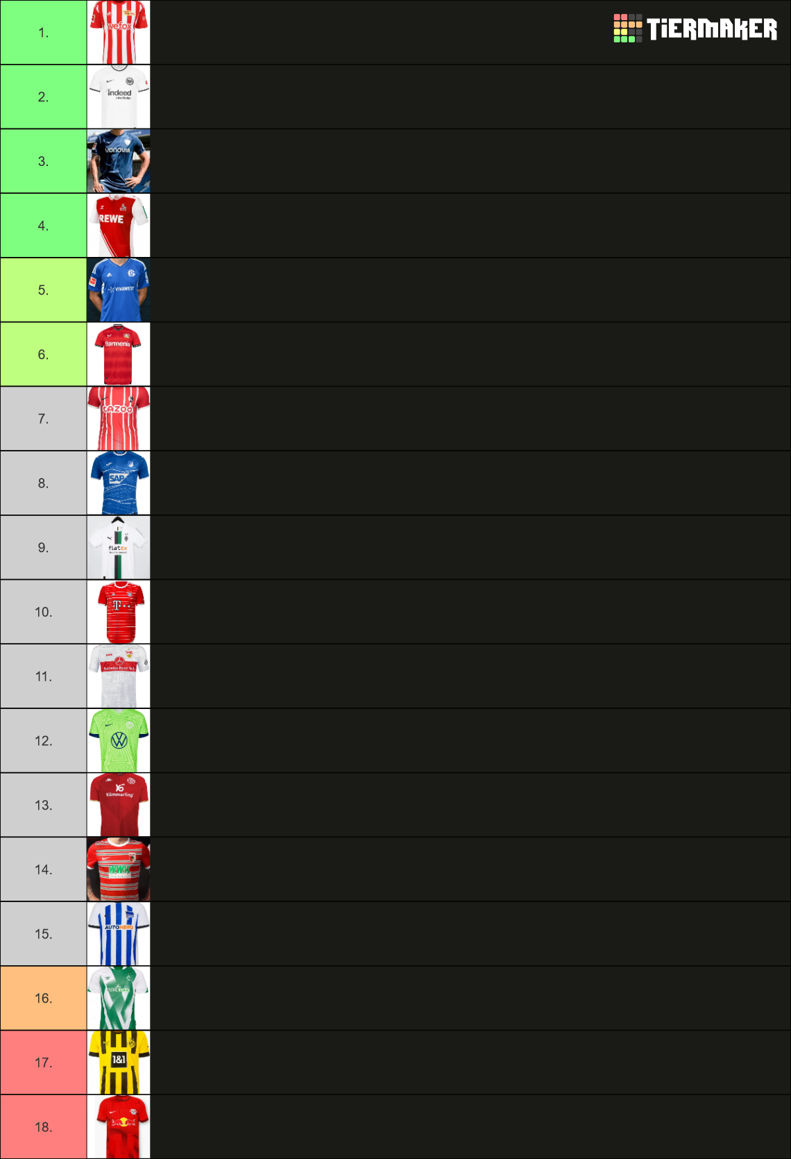 Bundesliga Heimtrikots 2022 23 Tier List Community Rankings TierMaker