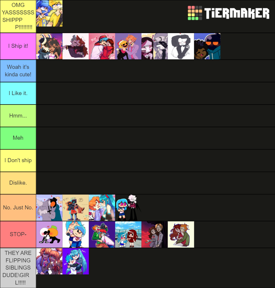 Friday Night Funkin Fnf Ships Tierlist Fixed Tier List Community