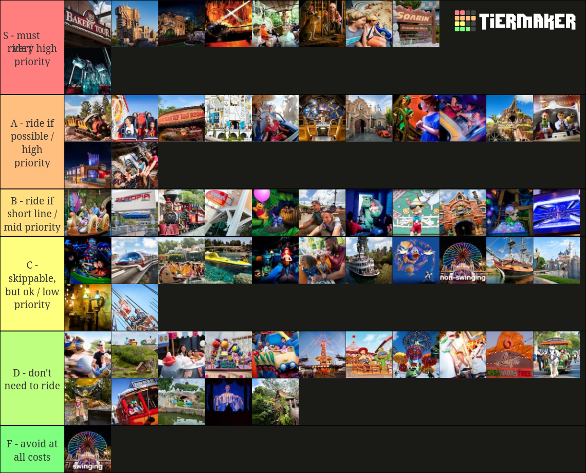 Disneyland Resort Anaheim Rides Attractions Tier List Community