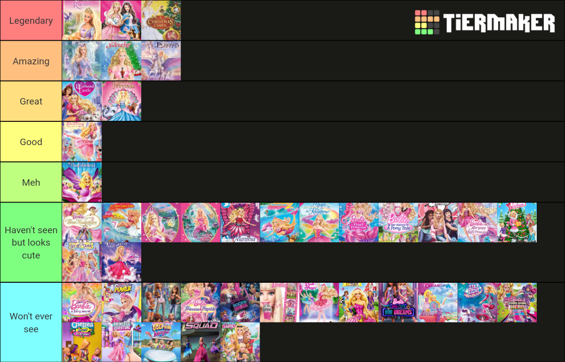 Rank All Barbie Movies Tier List Community Rankings Tiermaker