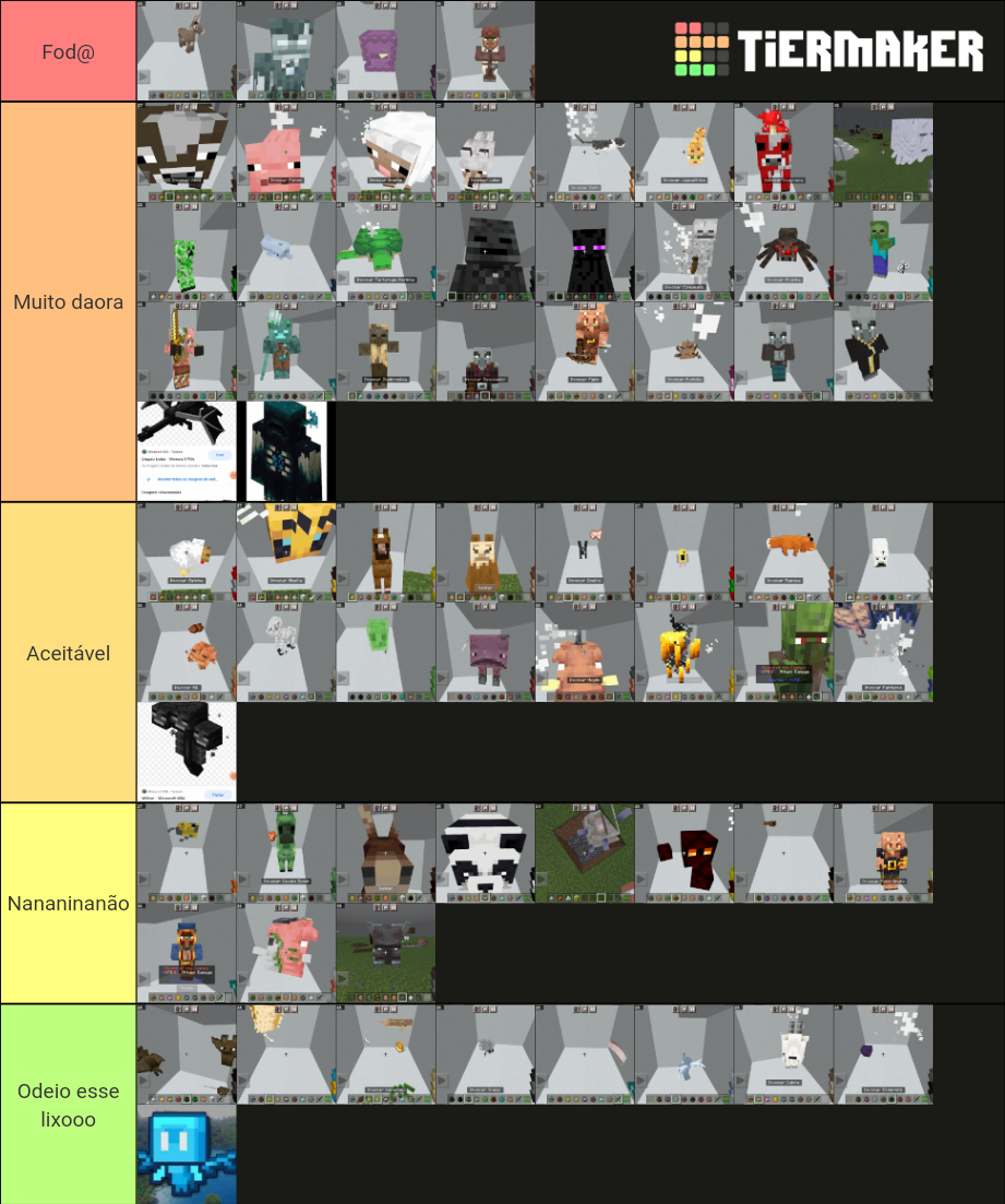 Minecraft Mobs Tier List Community Rankings TierMaker