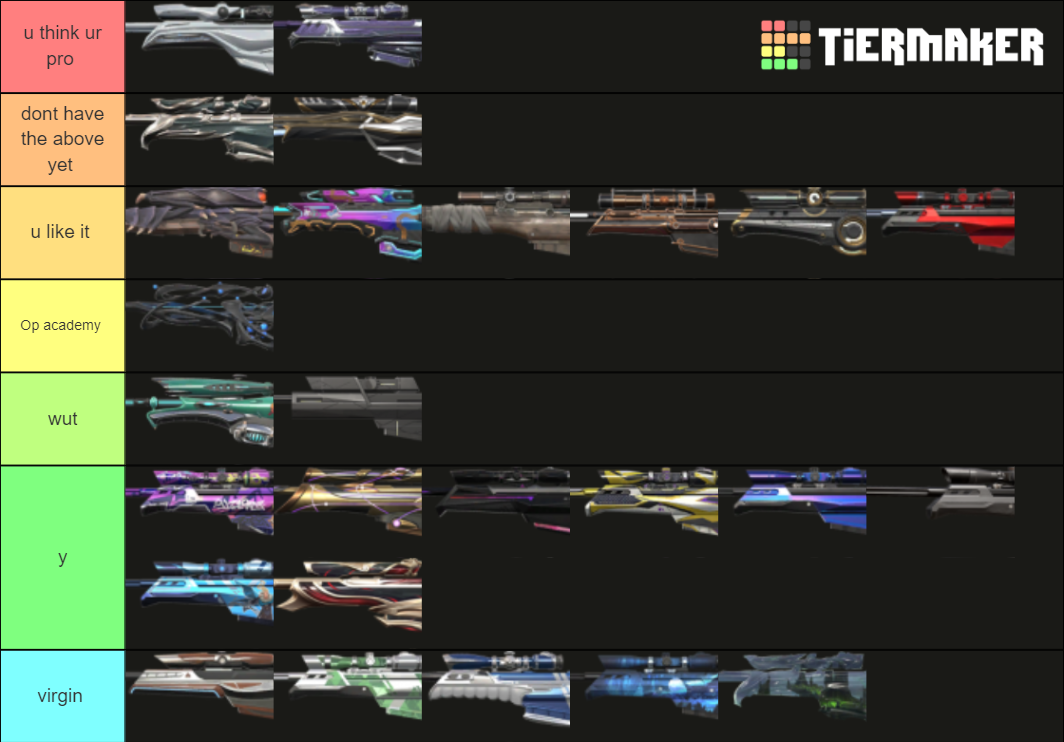 Valorant Operator Skins Tierlist Tier List Community Rankings Tiermaker