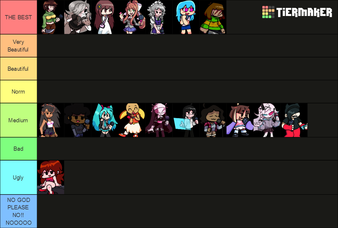 Friday Night Funkin Girl Character Maker Tier List Community Rankings Tiermaker