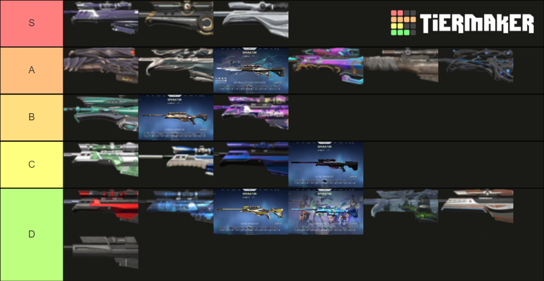 Valorant Operator All Skins Colours Tier List Community Rankings