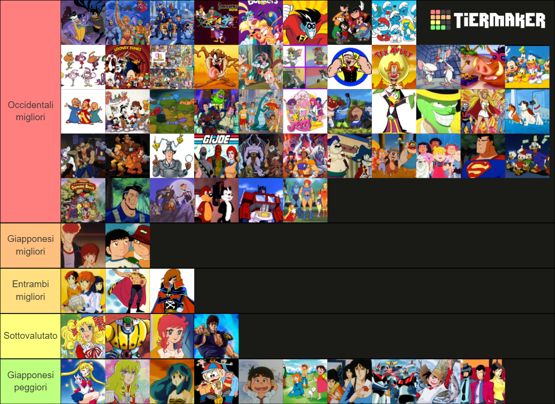 I Migliori E Peggiori Cartoni Animati In Tv Di Tutti I Tempi Tier List