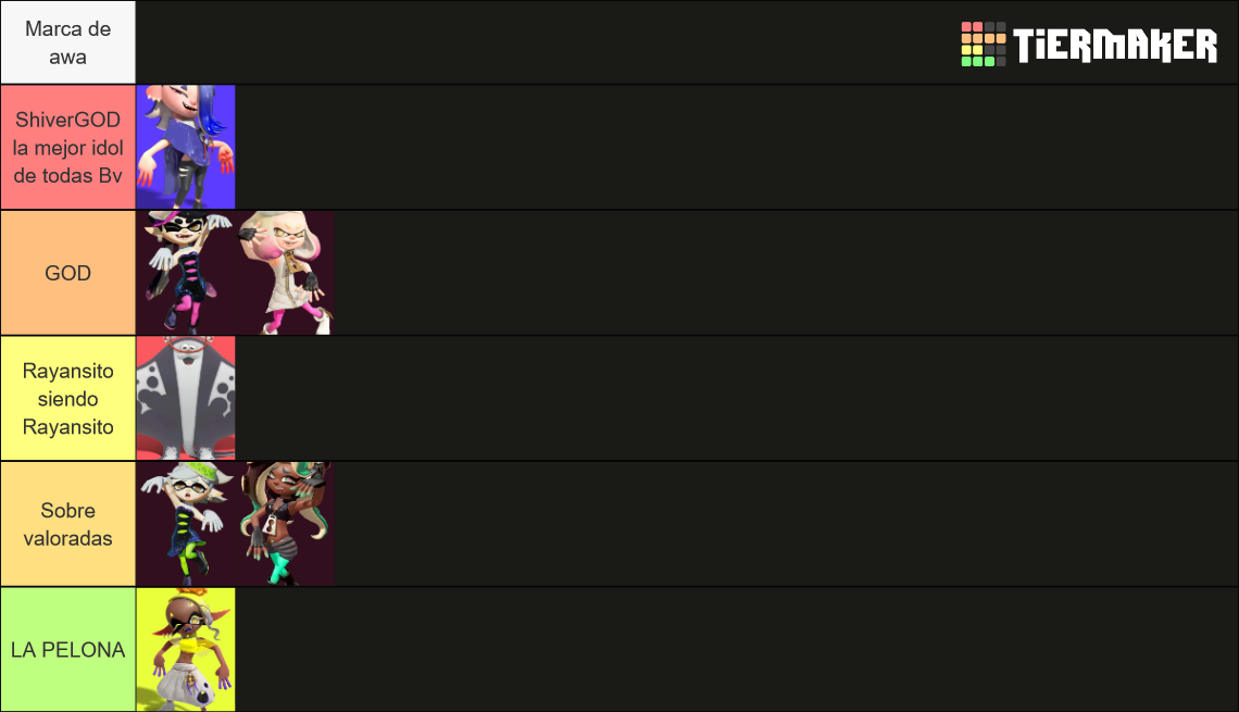 Splatoon Idol Updated Tier List Community Rankings Tiermaker Hot Sex