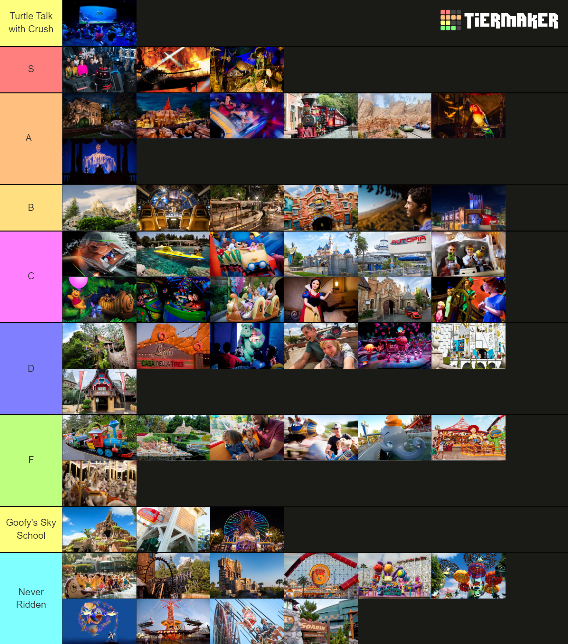 Disneyland Resort Attractions Updated Tier List Community