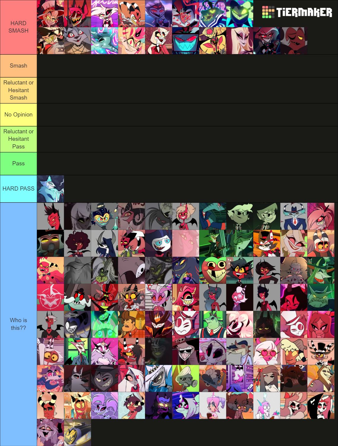 Hazbin Hotel Helluva Boss Smash Or Pass Tier List Community Rankings