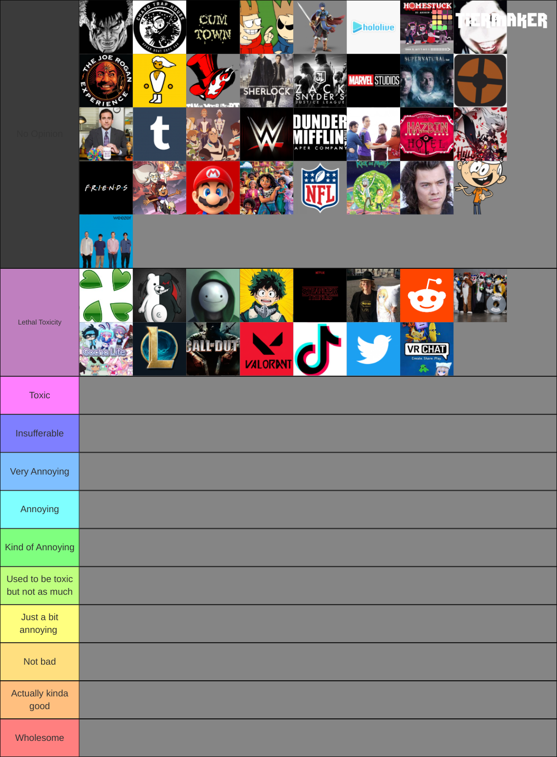 Toxic Fanbases Tierlist Tier List Community Rankings TierMaker