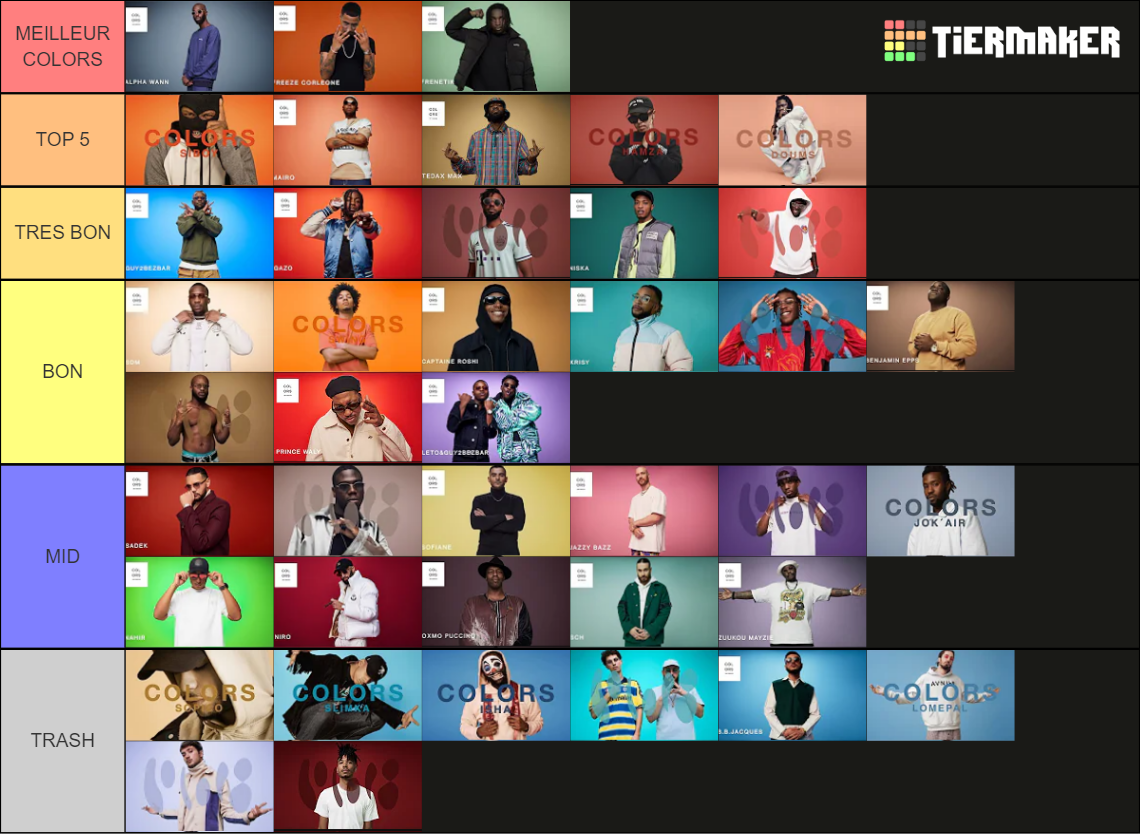 Colors Rap FR Tier List Community Rankings TierMaker