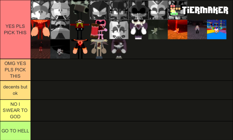 SONIC EXE THE DISASTER CHARACTERS MAP TIER LIST Tier List Community