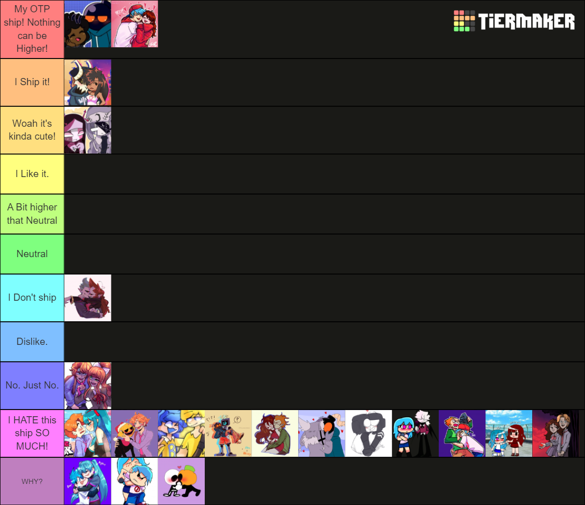 Friday Night Funkin Fnf Ships Tierlist Fixed Tier List Community