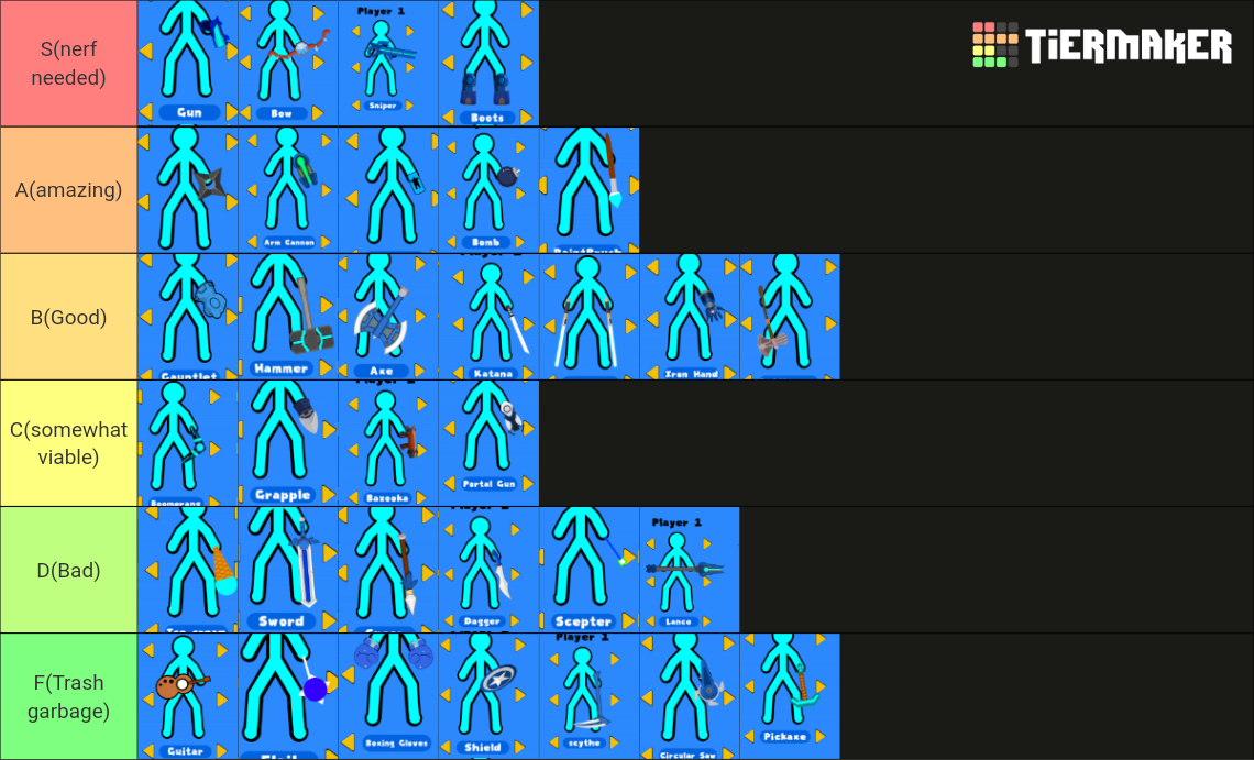 Supreme Duelist Stickman Weapons Tier List Community Rankings Tiermaker