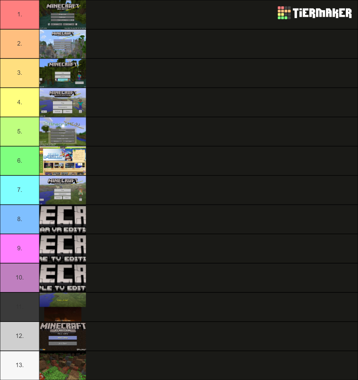 Minecraft Versions Tier List Community Rankings TierMaker