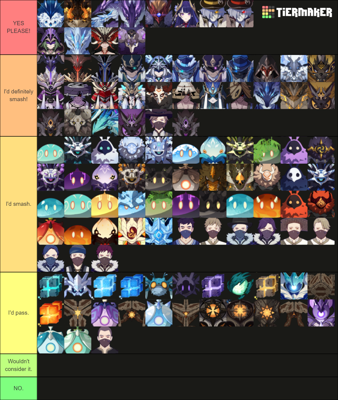 Genshin Impact Enemies Smash Or Pass Tier List Community Rankings TierMaker