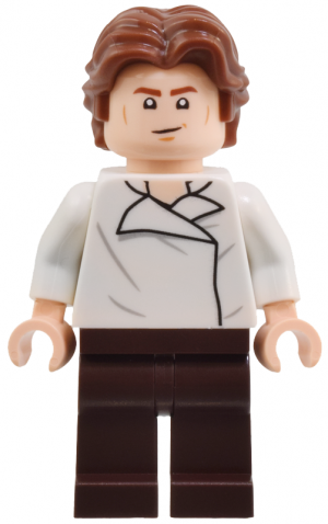 Zzzzz 1727478262han Solo White Shirt With Wrinkles On Front And Back Dark Brown Legs Wavy Hair — Lego Star Wars Minifigures option 431