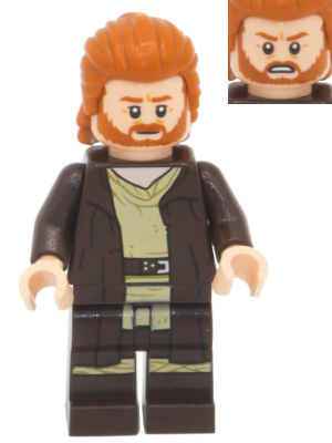 Zzzzz 1727478428obi Wan Kenobi Dark Brown Robe Dark Orange Mid Length Hair With Ruffled Back — Lego Star Wars Minifigures option 654