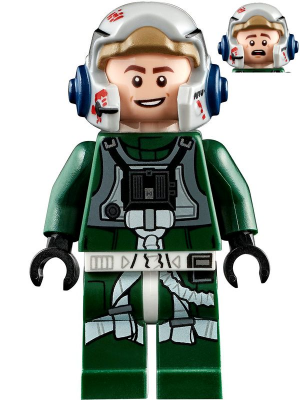 Zzzzz 1727478491rebel Pilot A Wing Open Helmet Dark Green Jumpsuit Smile Scared Arvel Crynyd — Lego Star Wars Minifigures option 750