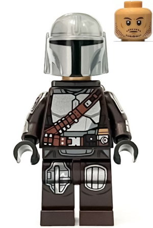 Zzzzz 1727478587the Mandalorian Din Djarin Mando Silver Beskar Armor Jet Pack Helmet With Top Lines — Lego Star Wars Minifigures option 903