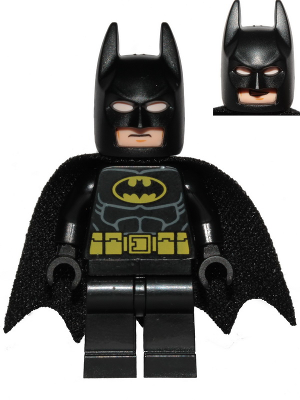 Sh0016b Batman Black Suit With Yellow Belt And Crest Type 2 Cowl Spongy Teardrop Neck Cut Cape — All Lego Batman Figures - Heroes and Villains option 109