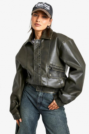 Zzzzz 1745906120tall Vintage Look Faux Leather Bomber Jacket — 2020s Fashion Microtrends option 94