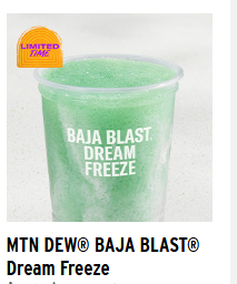 Baja Blast Dream Freeze — Taco Bell Tina's Ultimate Taco Bell Tier List option 4