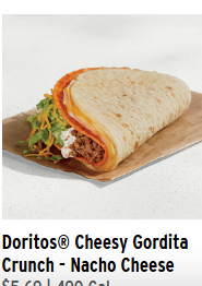 Doritos Cheesy Gordita Crunch Nacho Cheese — Taco Bell Tina's Ultimate Taco Bell Tier List option 29