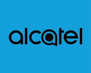 Alcatel Brand Logo Phone Mobile Symbol Black Design Illustration With Blue Background Free Vector — Marcas de Celulares (Final) option 4