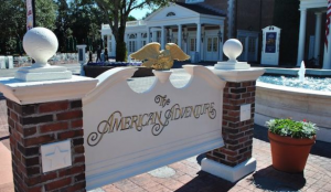The American Adventure Pavilion Entrance Logo Sign Fountain Epcot World Showcase Disney World 635x370jpg — Epcot Rides option 21