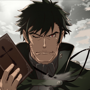 Konachancom 242153 Allmale Blackhair Book Clouds Cross Guillotinecutter Kizumonogatari Male Monogatariseries Necklace Nyoronyoro Pinkeyes Shorthair Sky Waifu2xpng — Monogatari Characters option 10