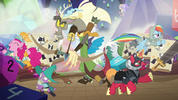Discord252cspike252cbigmac252crd252candpinkiejumpintoactions6e17png — My little Pony Friendship is Magic Season 6 option 5