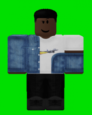 Denim jacket with white hoodie t best sale shirt roblox
