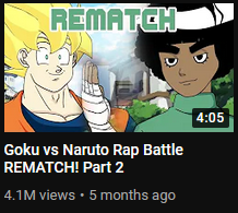 Who wrote “Goku vs Naruto Rap Battle REMATCH! Part 2” by SSJ9K?