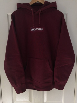 Supreme burgundy box logo hoodie discount