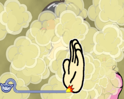 250px Wwsmhewhosmeltitpng — WarioWare Smooth Moves Microgames option 74